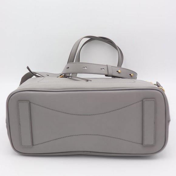 Cole Haan Marli Gold Studded Gray Leather Shoulder Bag Tote - Picture 4 of 7